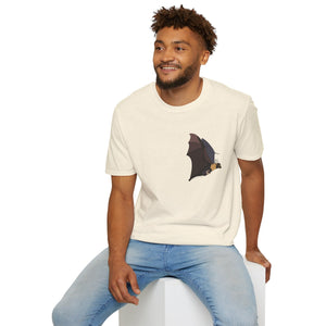 Spectacled Flying Fox (in flight) - Small design - Unisex Softstyle T-Shirt Printify