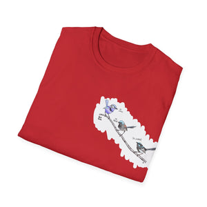 A trio of  Fairy-wrens (spendid, superb and lovely) - Small design - Unisex Softstyle T-Shirt Printify