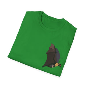 Spectacled Flying Fox (in flight) - Small design - Unisex Softstyle T-Shirt Printify