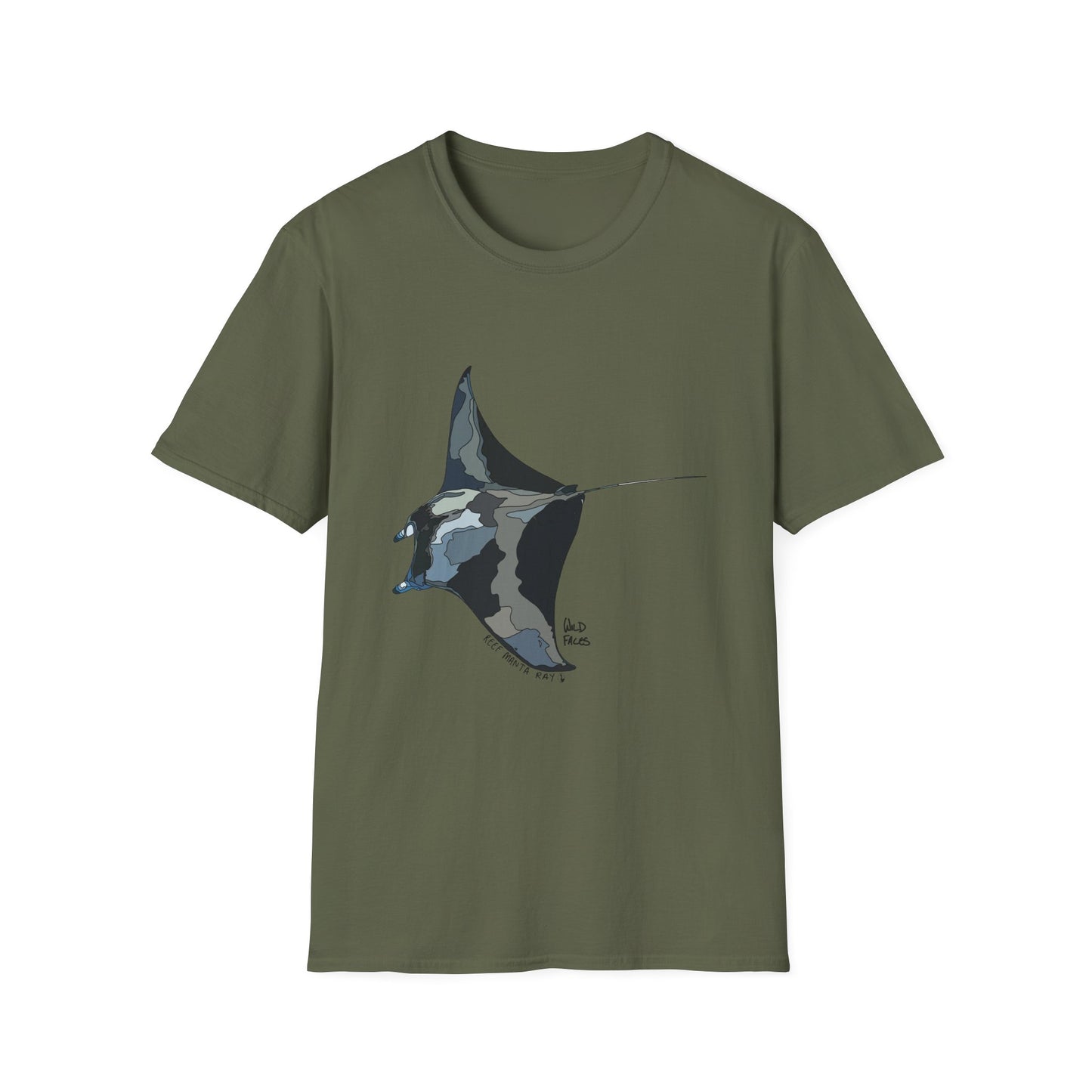Reef Manta Ray- large design - Unisex Softstyle T-Shirt