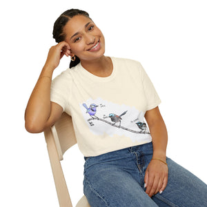 A trio of  Fairy-wrens (spendid, superb and lovely) - Unisex Softstyle T-Shirt Printify
