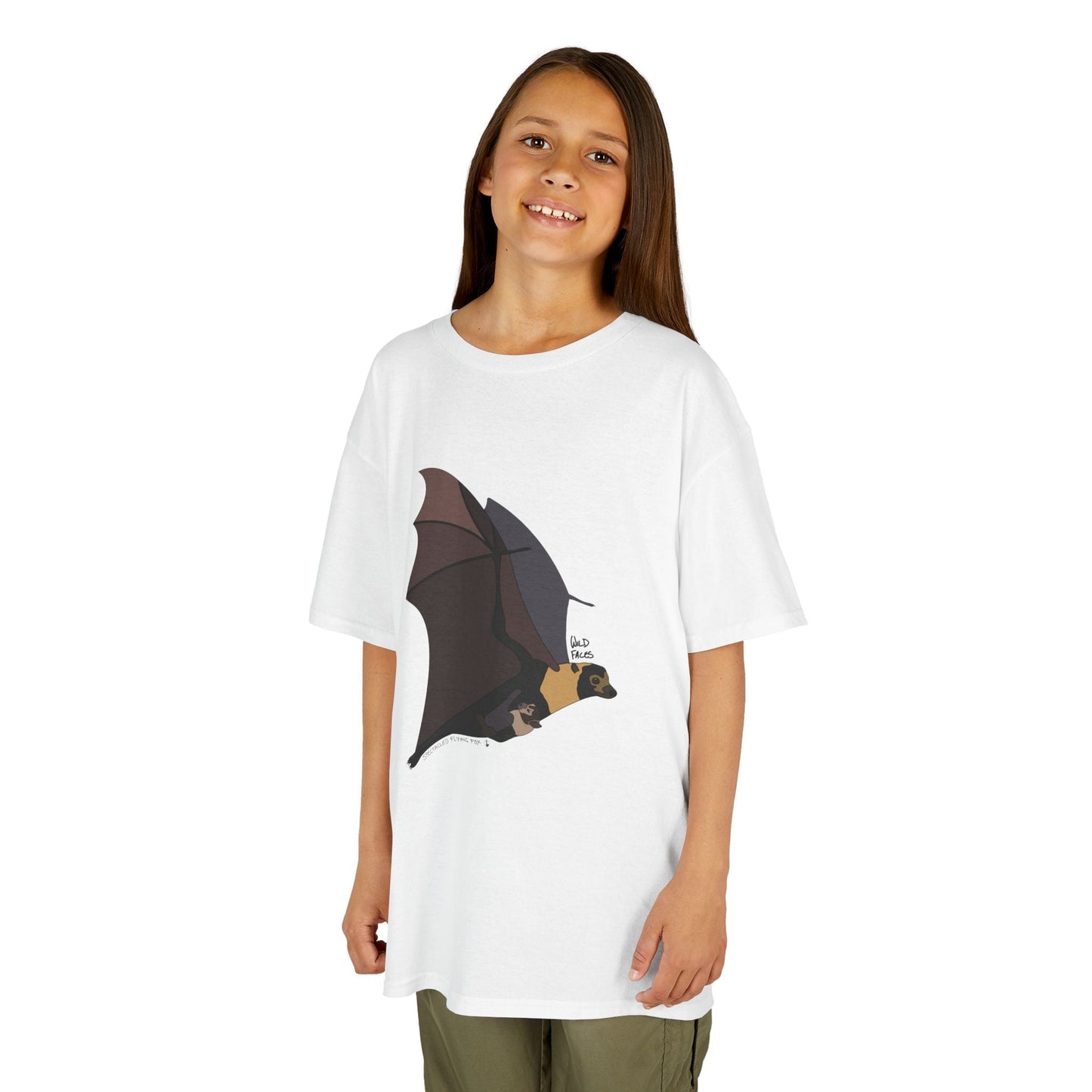 Spectacled Flying Fox (in flight) | Kids Heavy Cotton™ Tee Printify