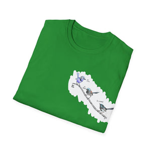 A trio of  Fairy-wrens (spendid, superb and lovely) - Small design - Unisex Softstyle T-Shirt Printify