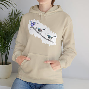 A trio of Fairywrens (spendid, superb and lovely) | Unisex Heavy Blend™ Hooded Sweatshirt Printify
