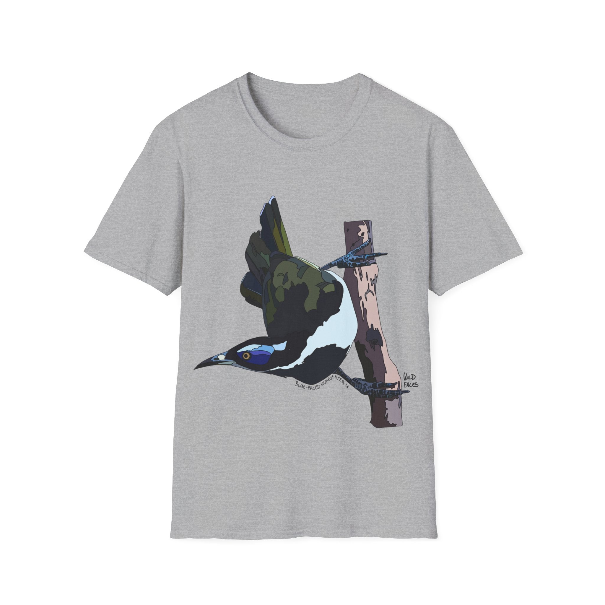 Blue-faced Honeyeater - Unisex Softstyle T-Shirt Printify