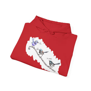 A trio of Fairywrens (spendid, superb and lovely) | Unisex Heavy Blend™ Hooded Sweatshirt Printify