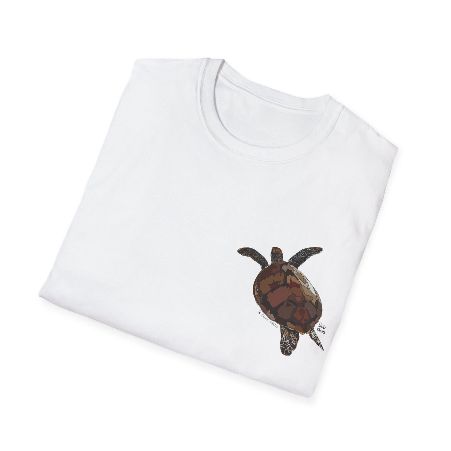 Green Turtle - Small design - Unisex Softstyle T-Shirt