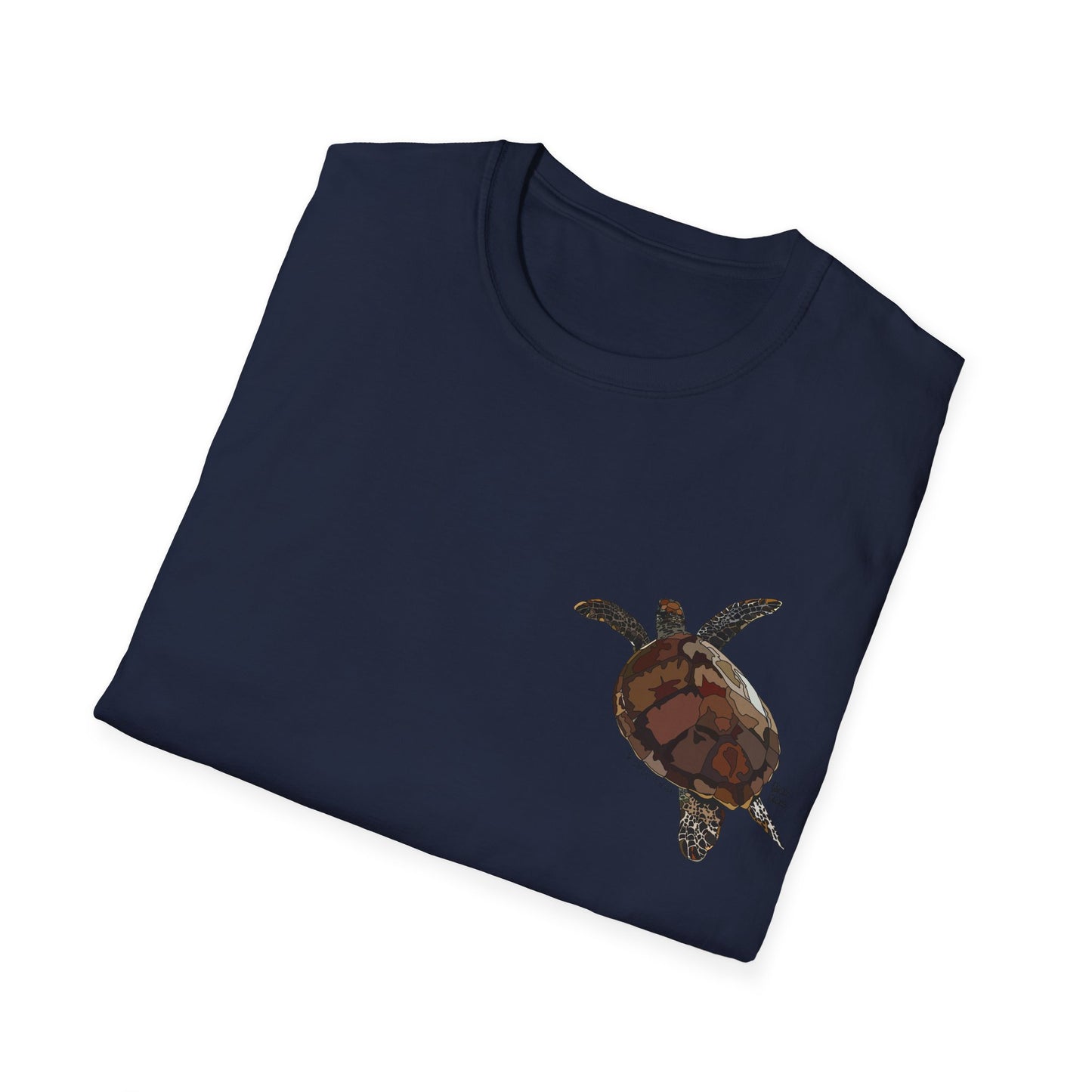 Green Turtle - Small design - Unisex Softstyle T-Shirt