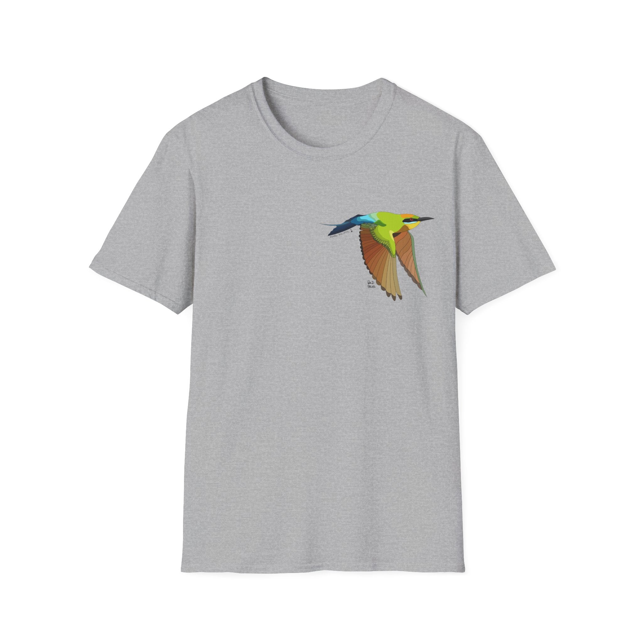 Rainbow Bee-eater (in flight) - Small design - Unisex Softstyle T-Shirt