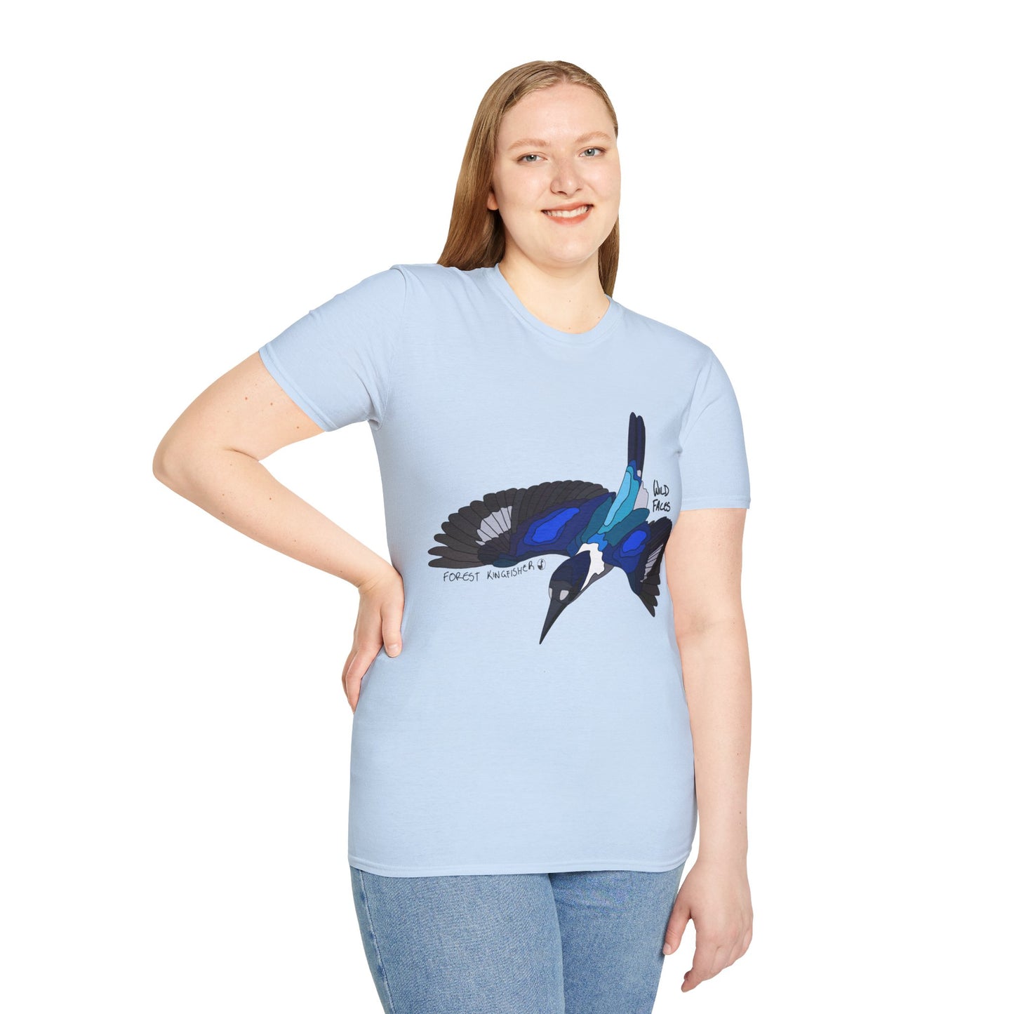 Forest Kingfisher (flying) - Unisex Softstyle T-Shirt