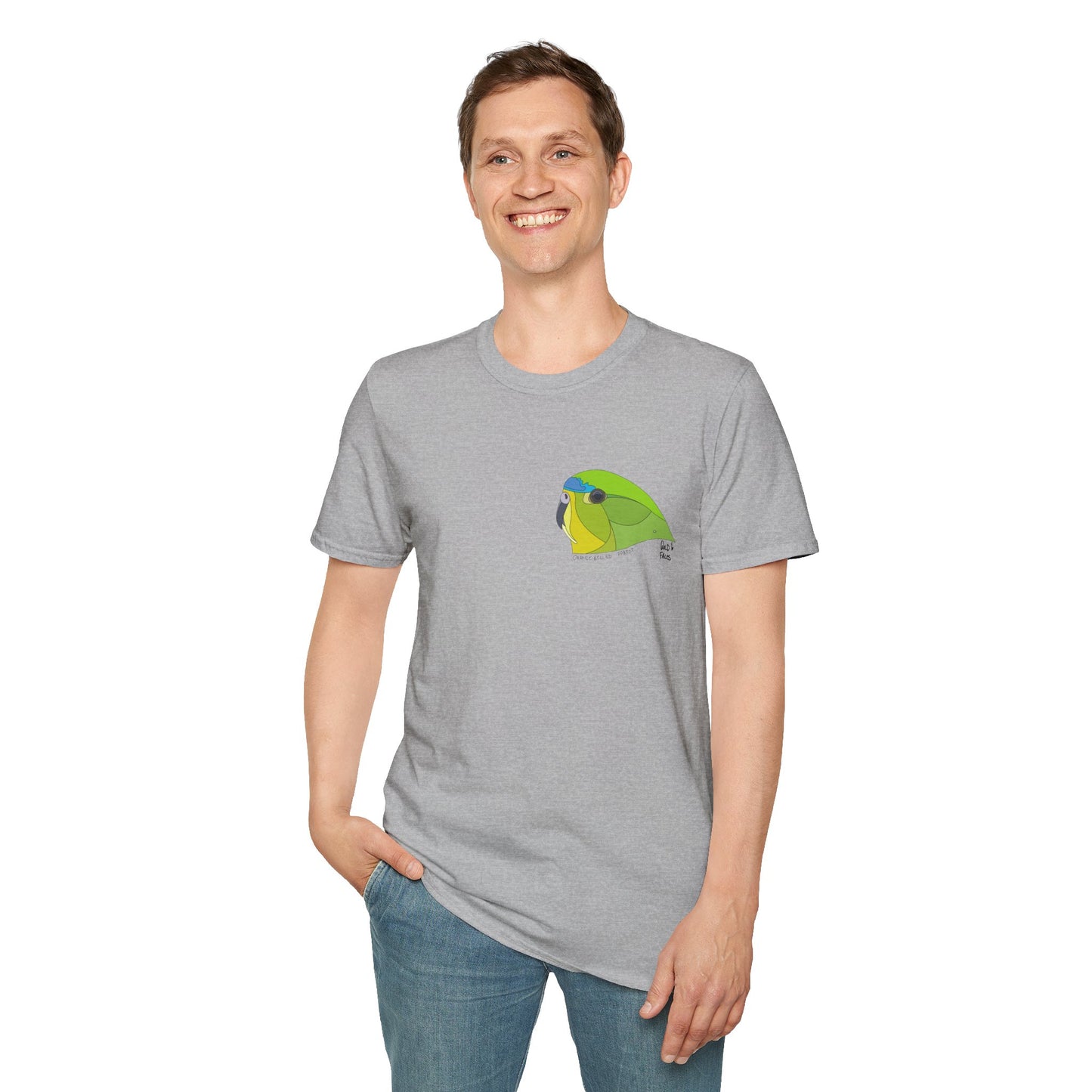 Orange-bellied Parrot - Small design- Unisex Softstyle T-Shirt