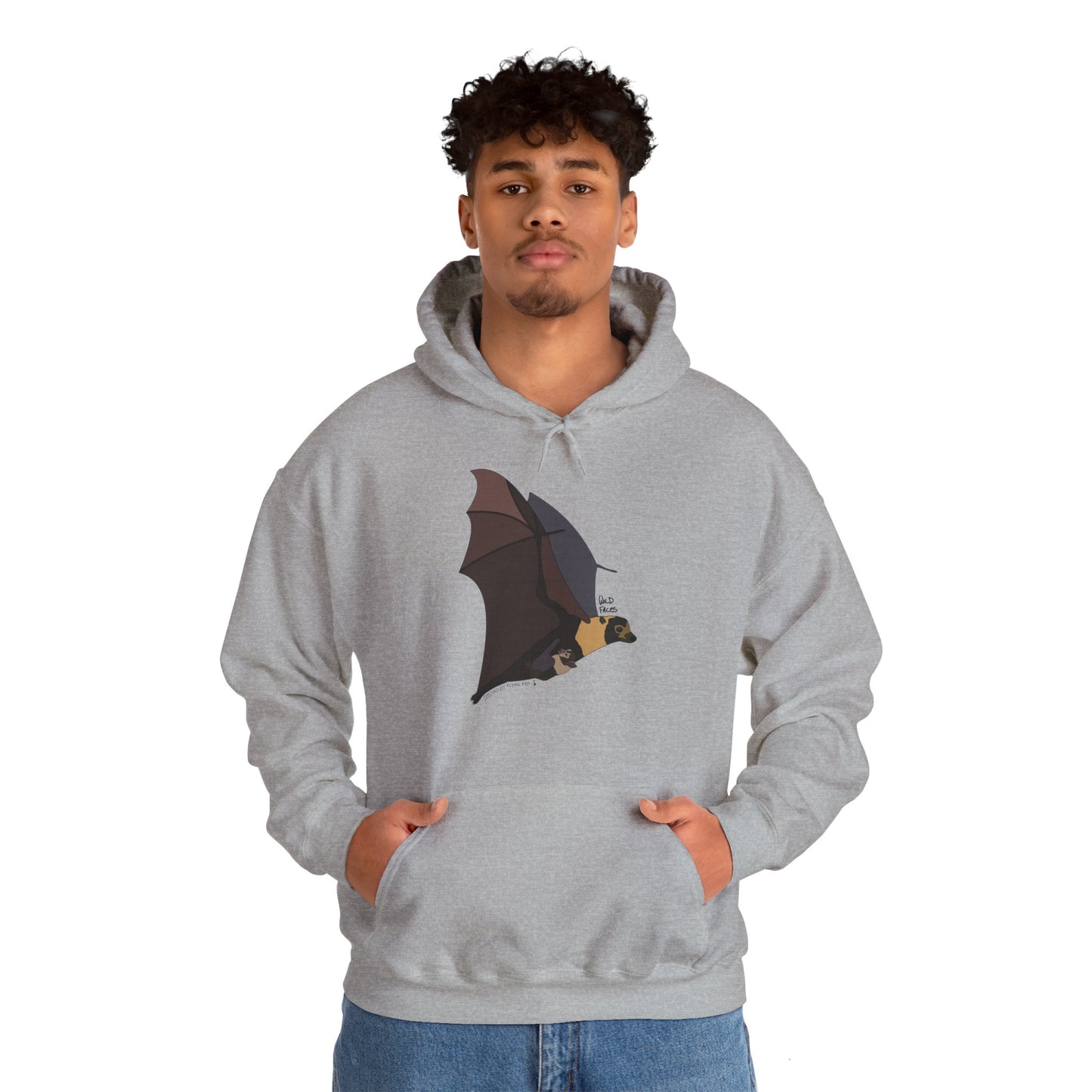 Spectacled Flying Fox (in flight) | Unisex Heavy Blend™ Hooded Sweatshirt