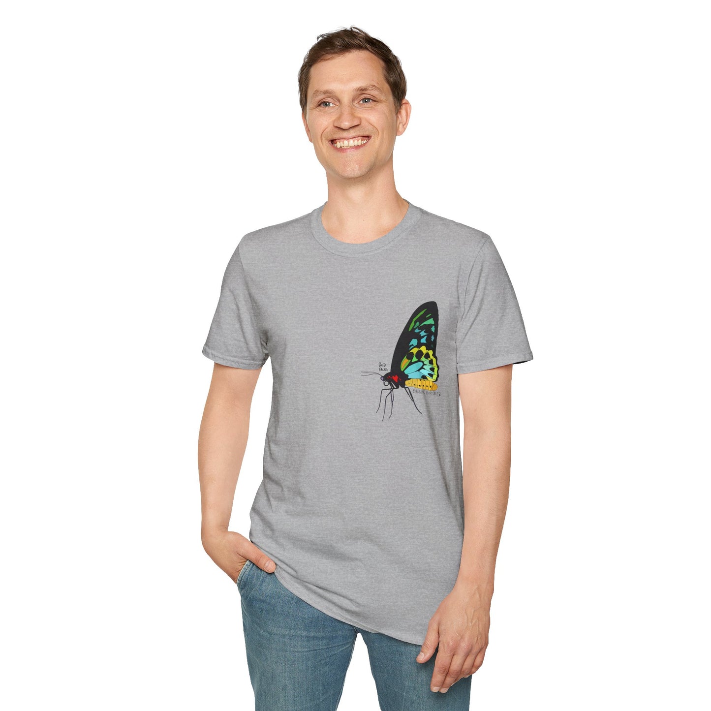 Birdwing Butterfly - Small design - Unisex Softstyle T-Shirt