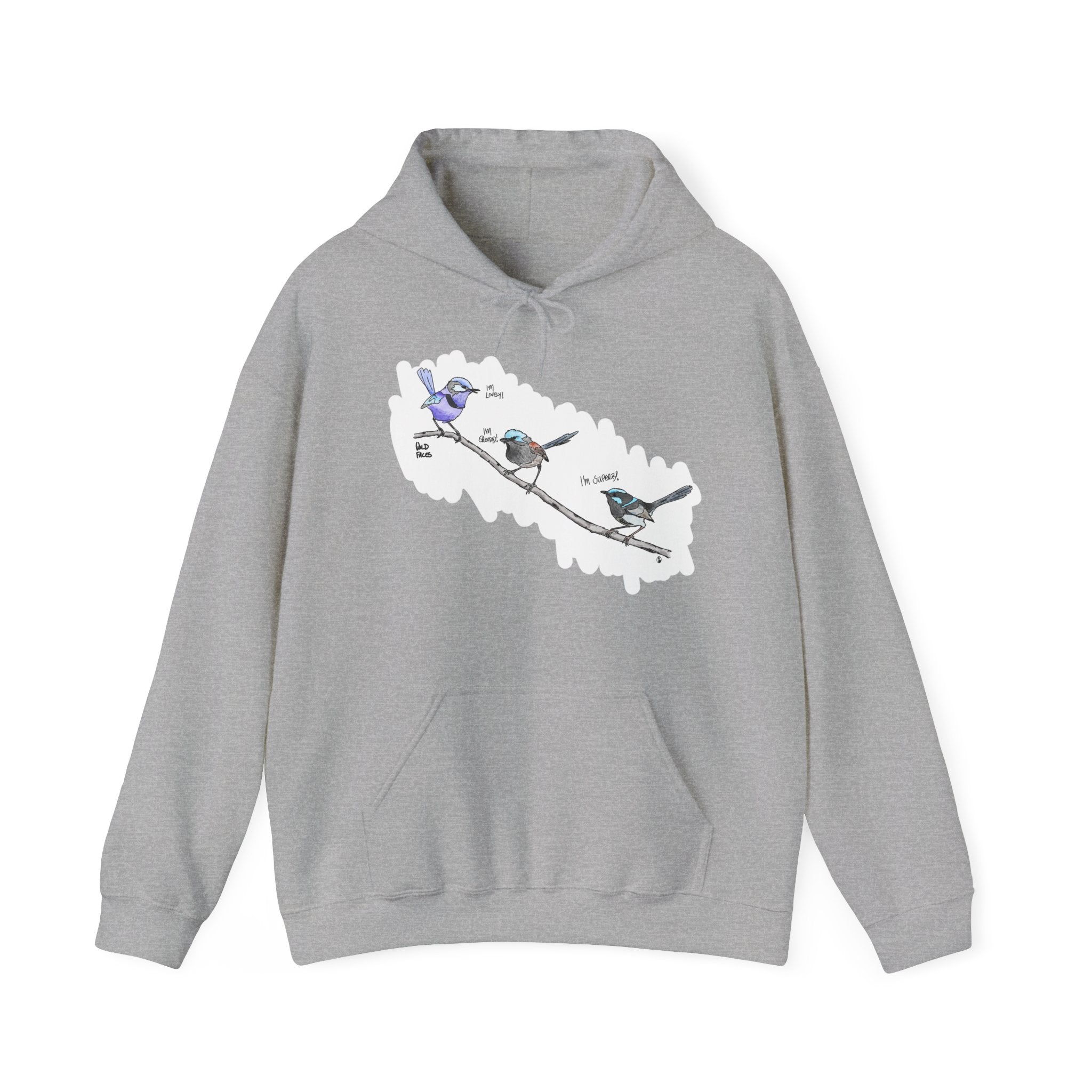 A trio of Fairywrens (spendid, superb and lovely) | Unisex Heavy Blend™ Hooded Sweatshirt Printify