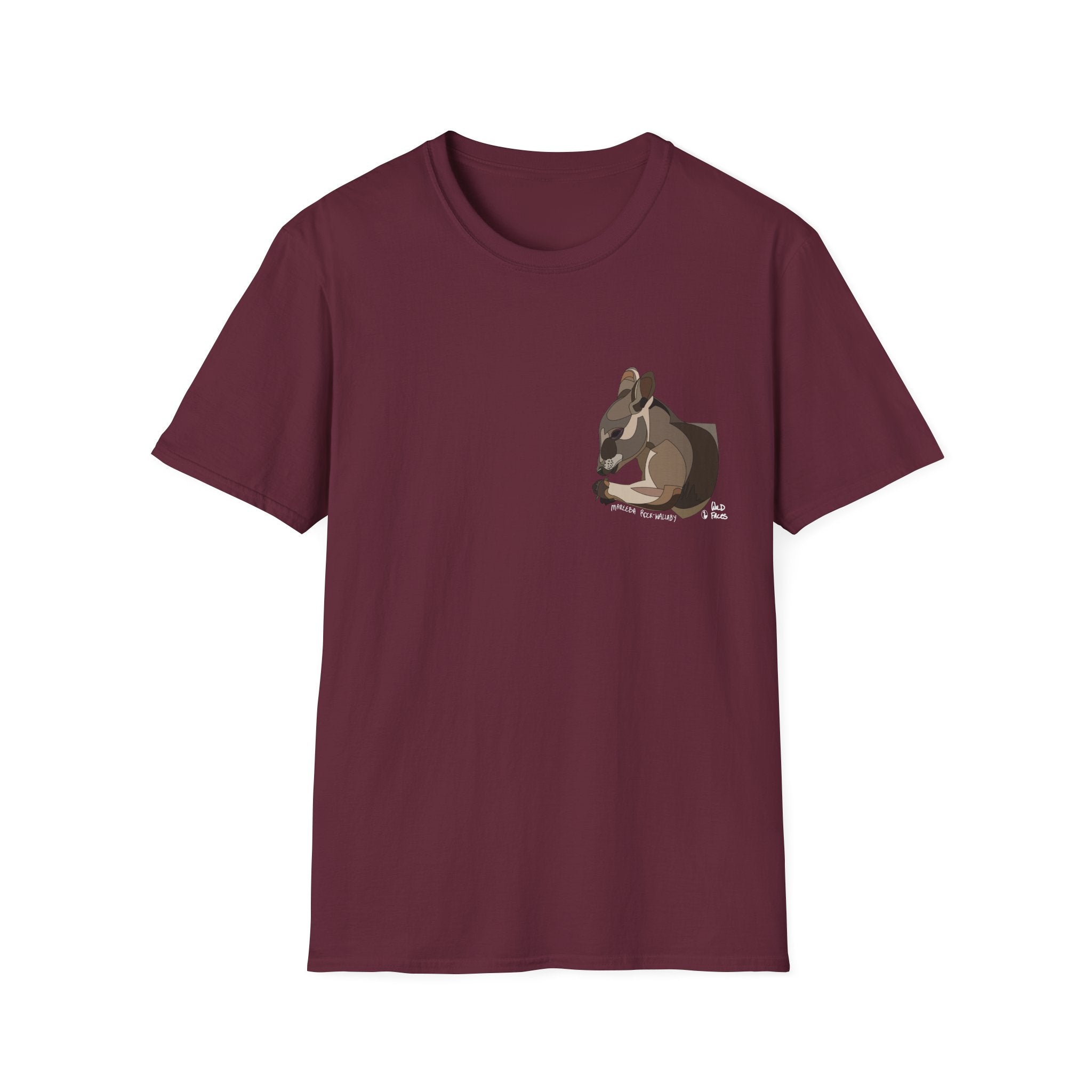 Mareeba Rock-wallaby (white writing) - Small design - Unisex Softstyle T-Shirt