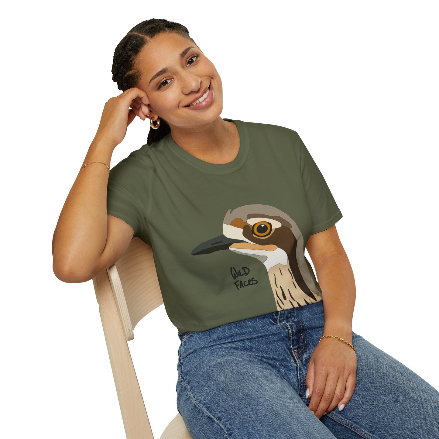 Bush Stone-curlew Head - Unisex Softstyle T-Shirt