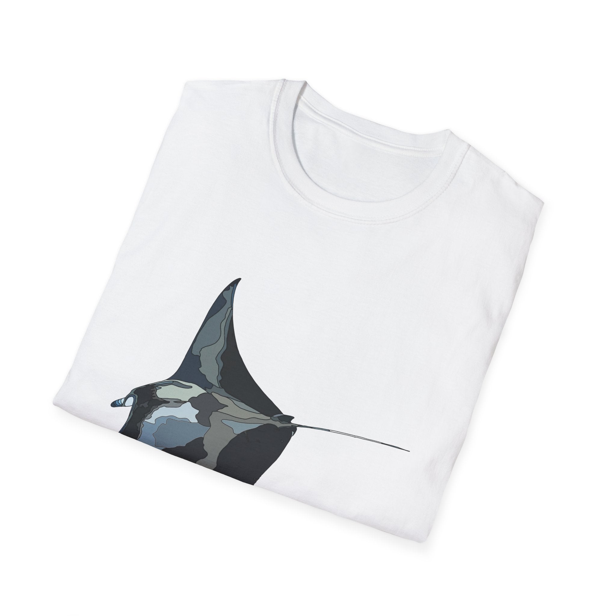 Reef Manta Ray- large design - Unisex Softstyle T-Shirt Printify