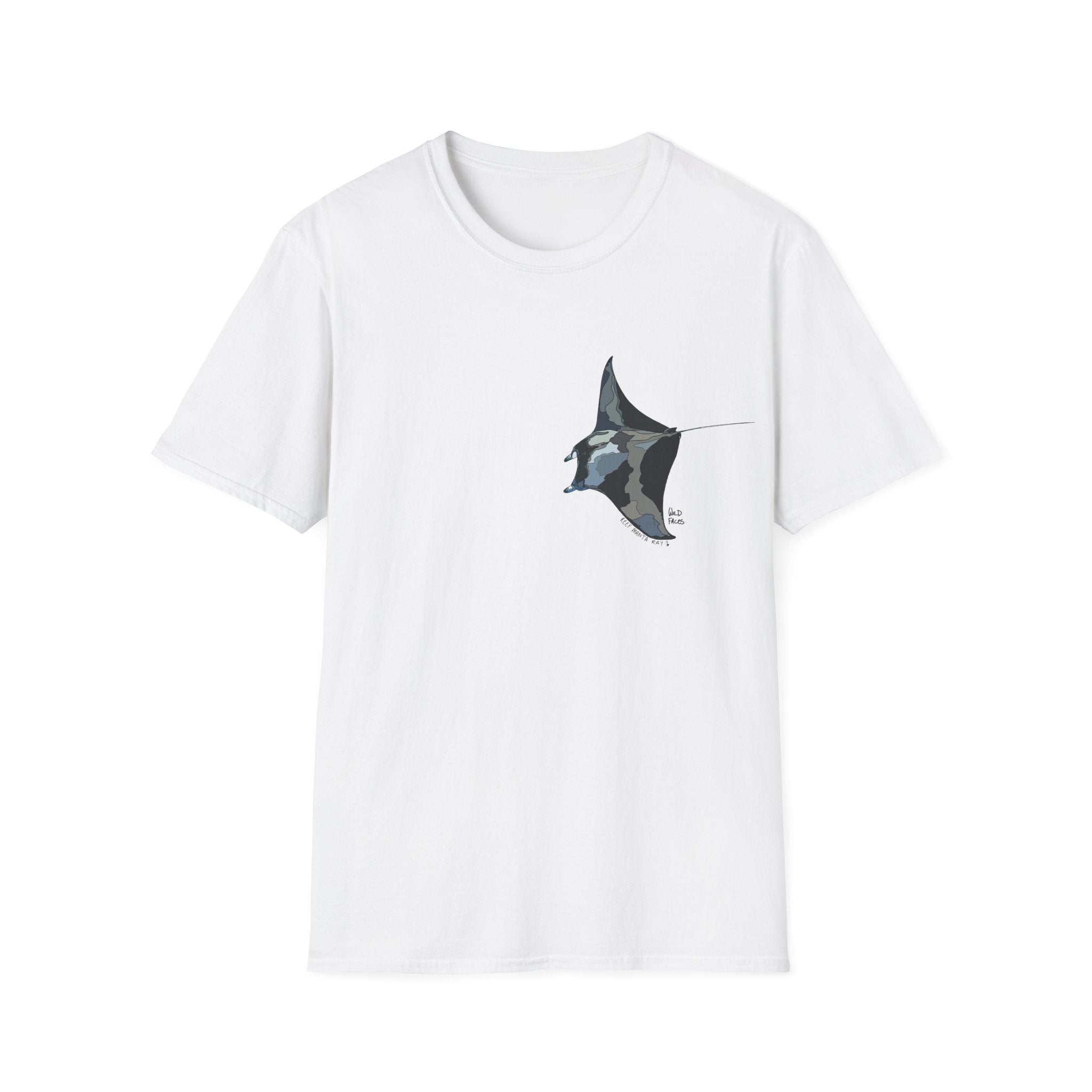 Reef Manta Ray- small design - Unisex Softstyle T-Shirt Printify