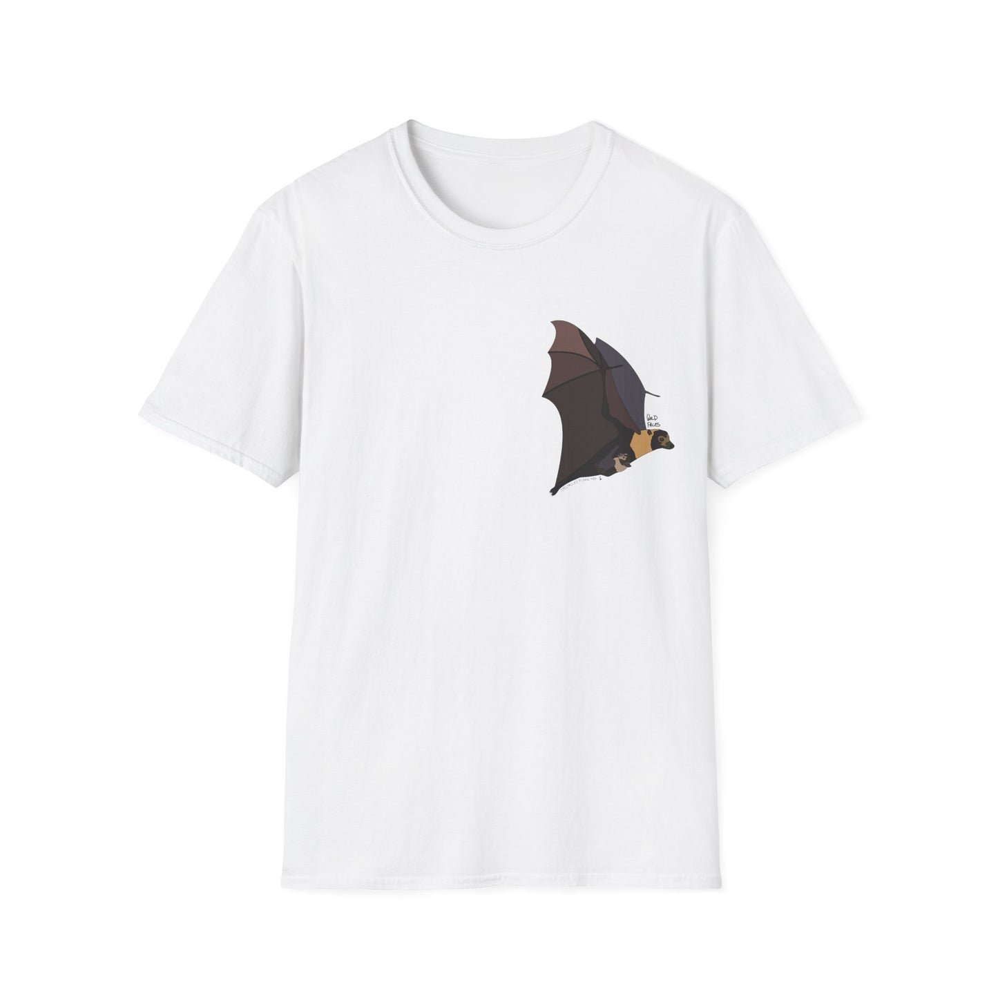 Spectacled Flying Fox (in flight) - Small design - Unisex Softstyle T-Shirt