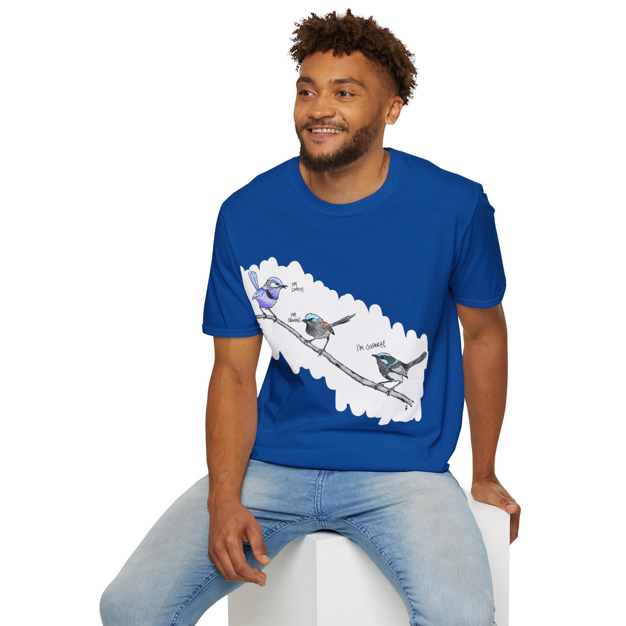 A trio of  Fairy-wrens (spendid, superb and lovely) - Unisex Softstyle T-Shirt Printify