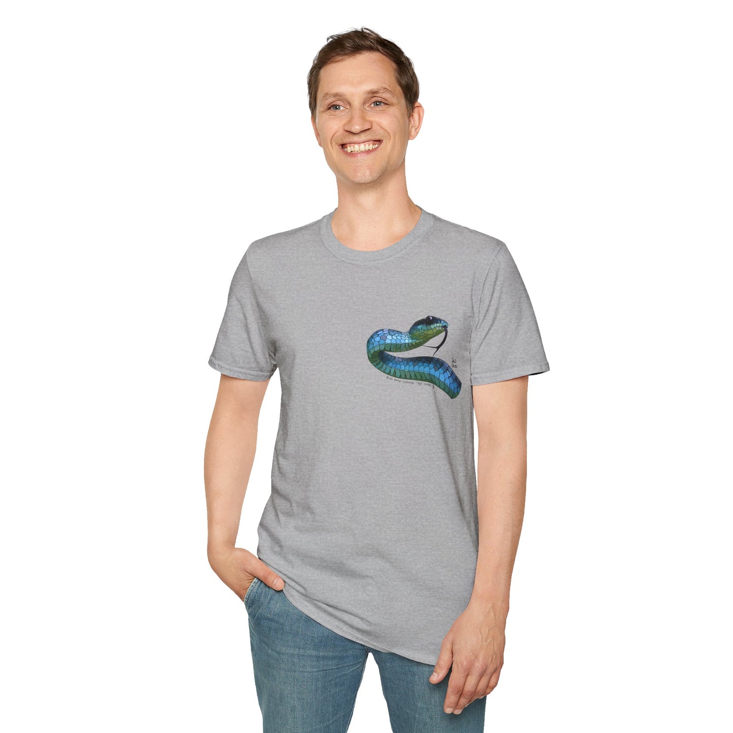 Blue Phase Common Tree-Snake - Small design - Unisex Softstyle T-Shirt