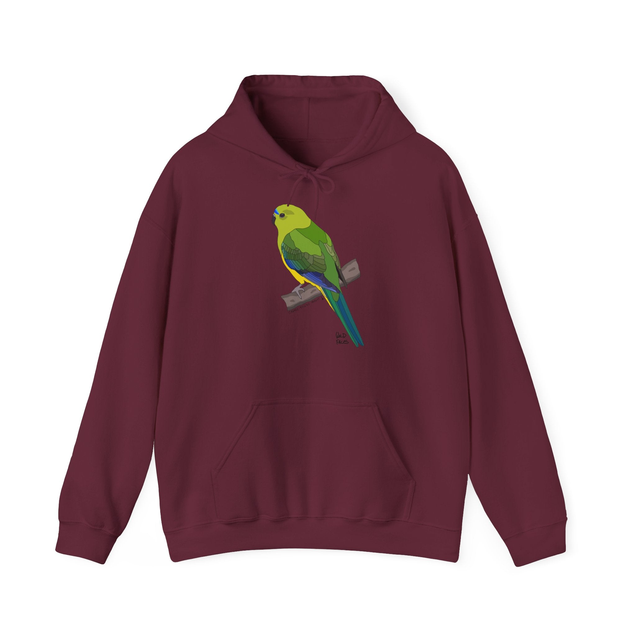 Orange-bellied Parrot (whole body) | Unisex Heavy Blend™ Hooded Sweatshirt