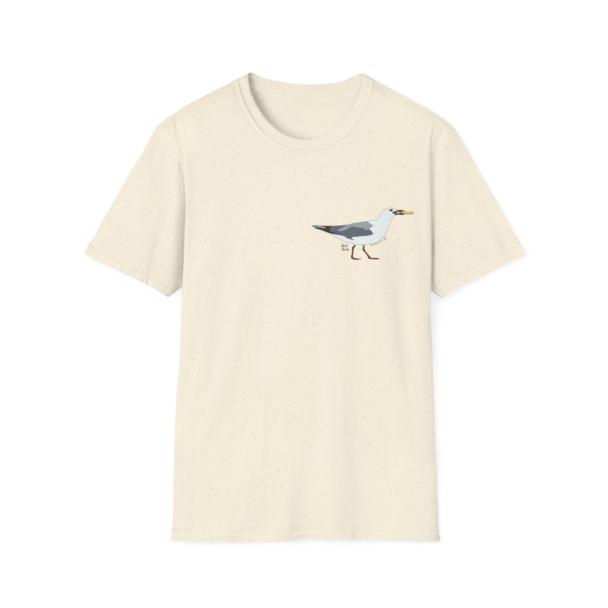 Silver Gull - standing with chip - Small design - Unisex Softstyle T-Shirt