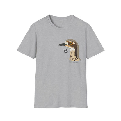 Bush Stone-curlew Head- Small design - Unisex Softstyle T-Shirt