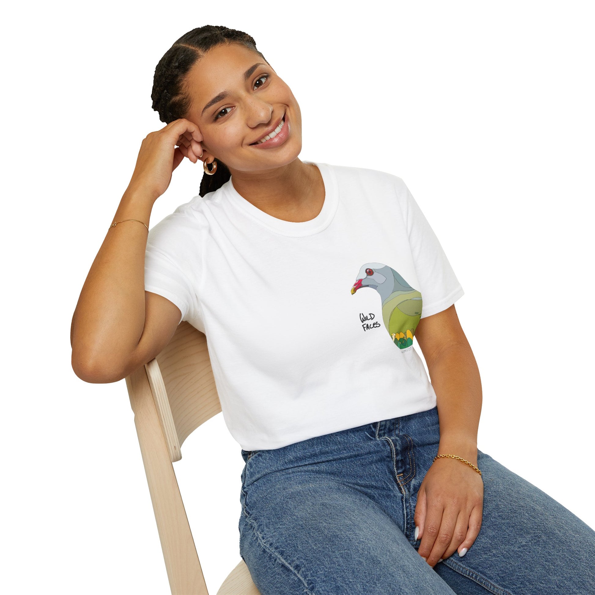 Wompoo Fruit Dove - Small design - Unisex Softstyle T-Shirt Printify