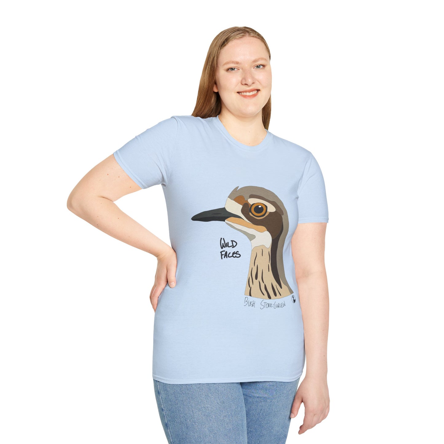 Bush Stone-curlew Head - Unisex Softstyle T-Shirt