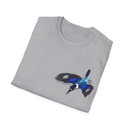 Forest Kingfisher (flying) - Small design - Unisex Softstyle T-Shirt