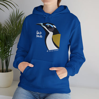 Blue-faced Honeyeater  (white font) | Unisex Heavy Blend™ Hooded Sweatshirt