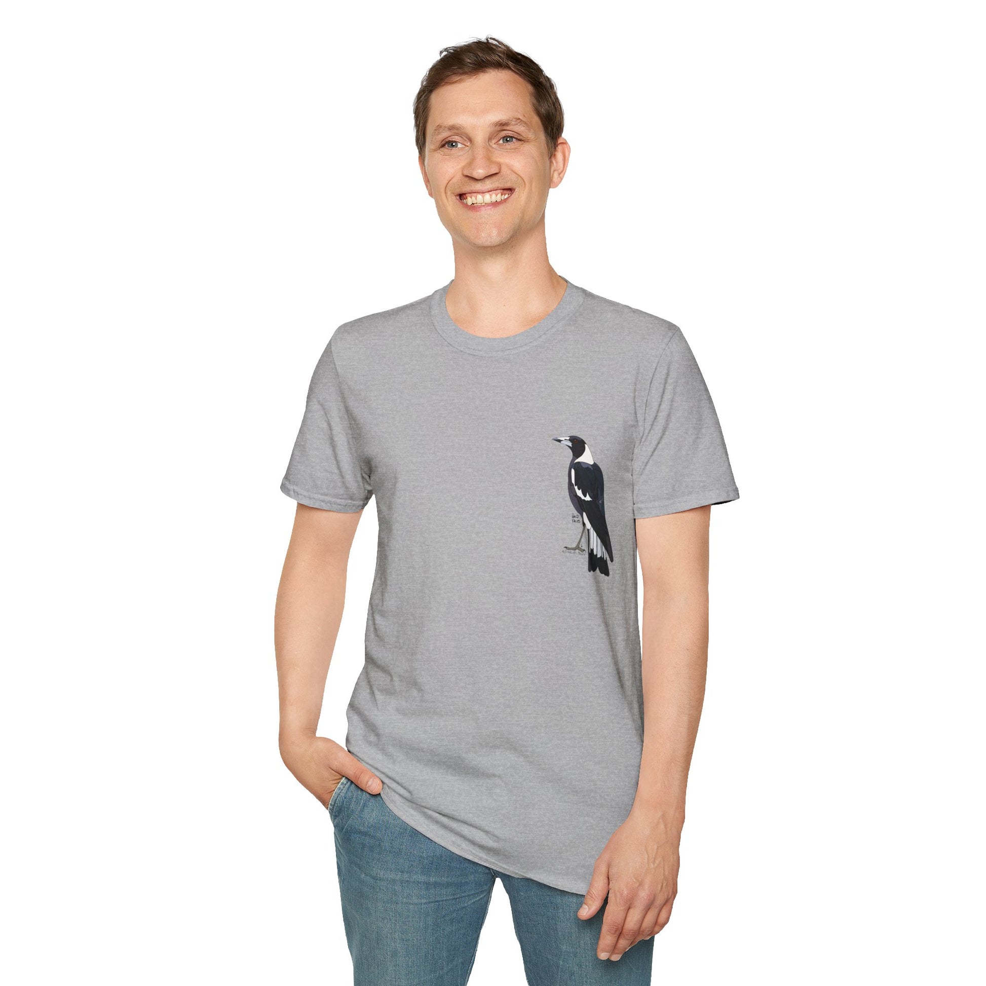 Australian Magpie - Small design - Unisex Softstyle T-Shirt Printify