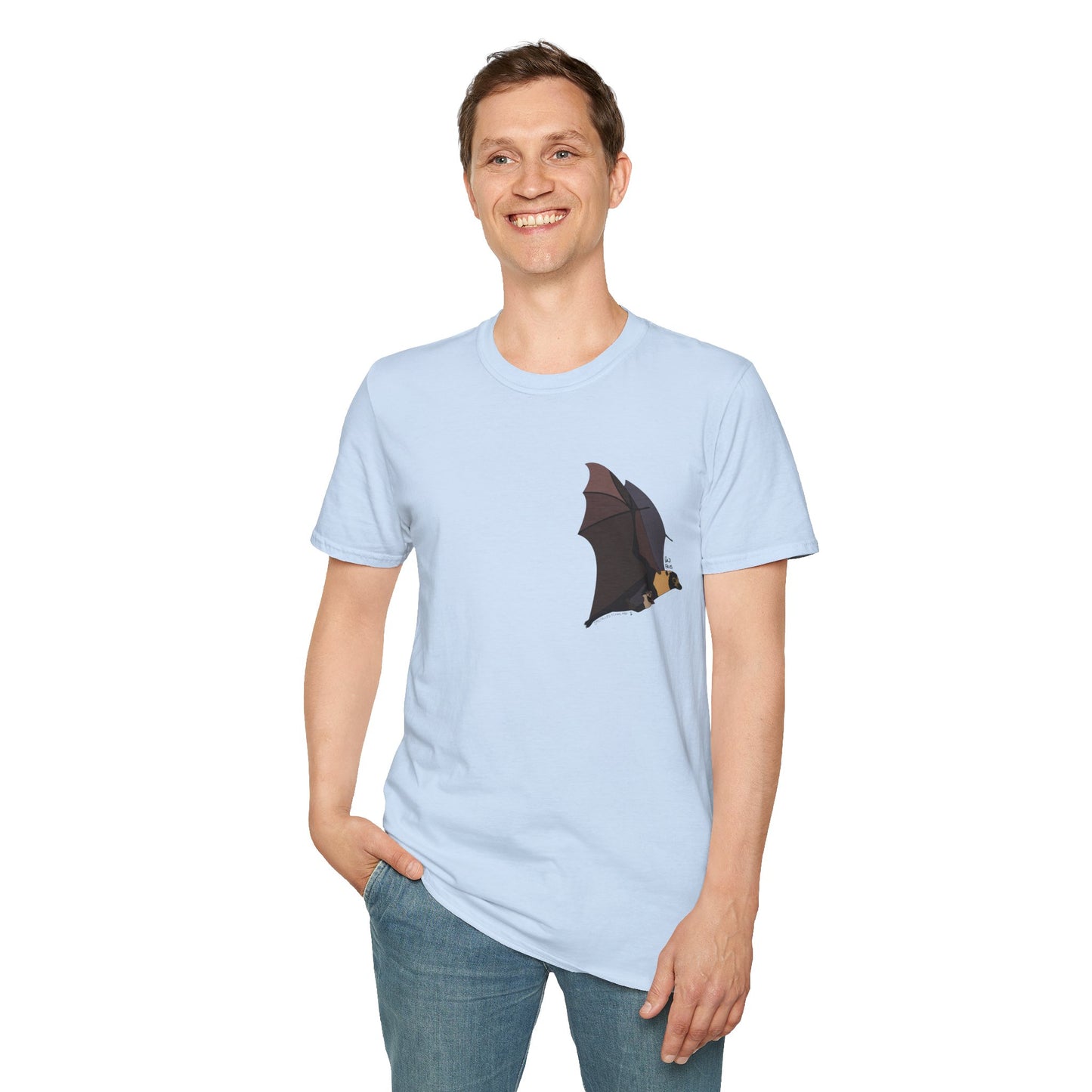 Spectacled Flying Fox (in flight) - Small design - Unisex Softstyle T-Shirt