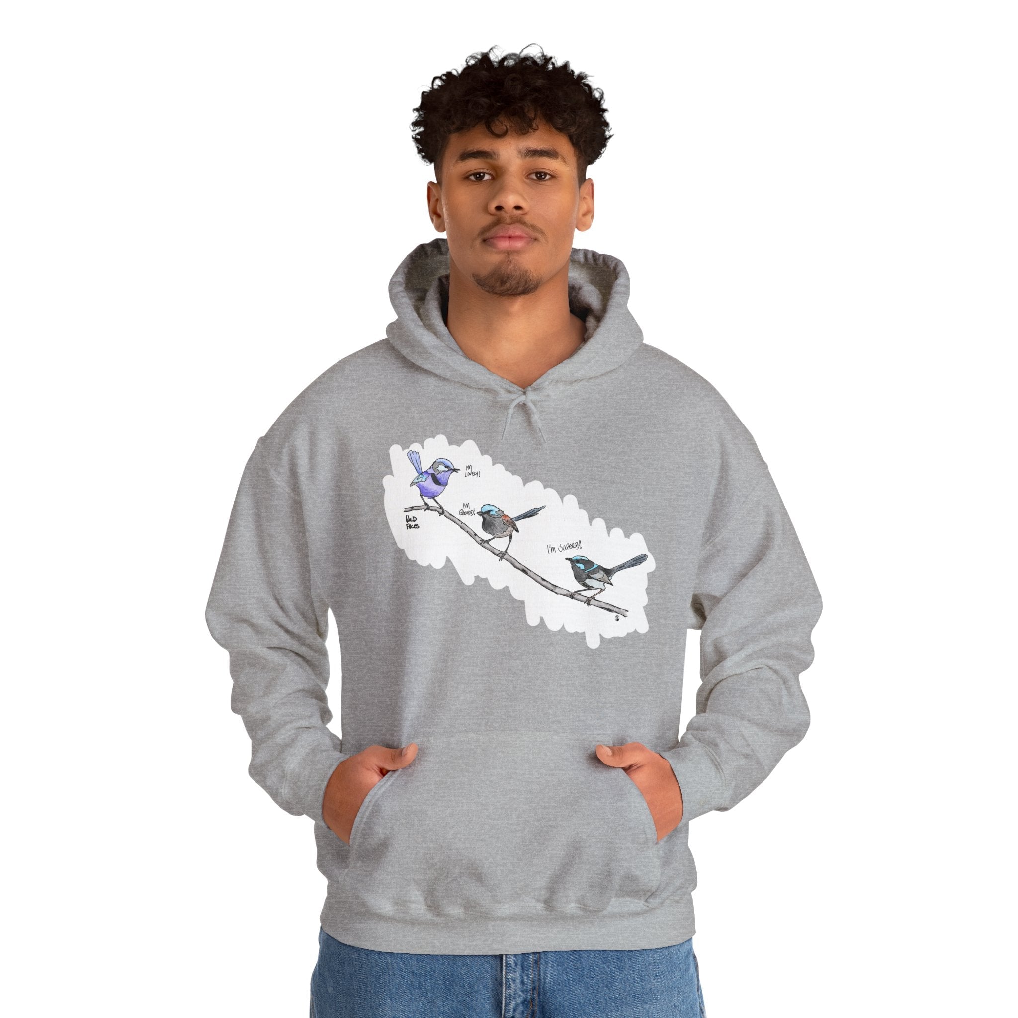 A trio of Fairywrens (spendid, superb and lovely) | Unisex Heavy Blend™ Hooded Sweatshirt Printify