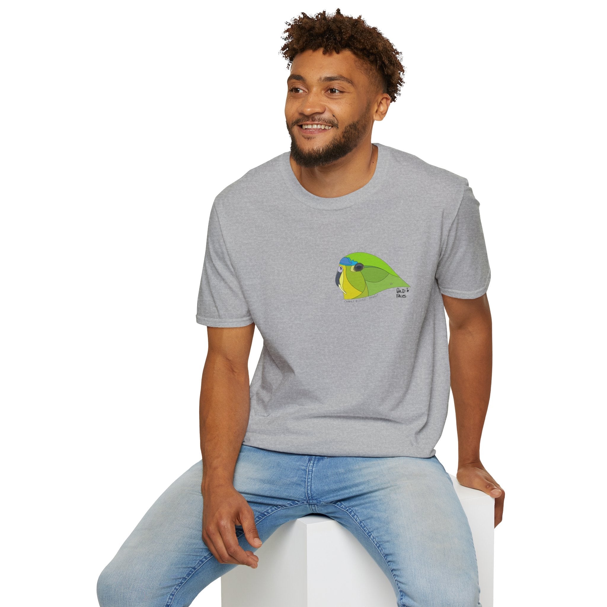 Orange-bellied Parrot - Small design- Unisex Softstyle T-Shirt Printify