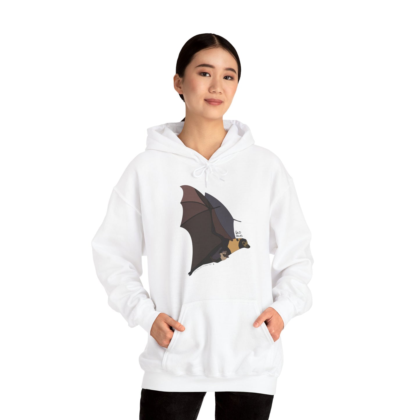 Spectacled Flying Fox (in flight) | Unisex Heavy Blend™ Hooded Sweatshirt