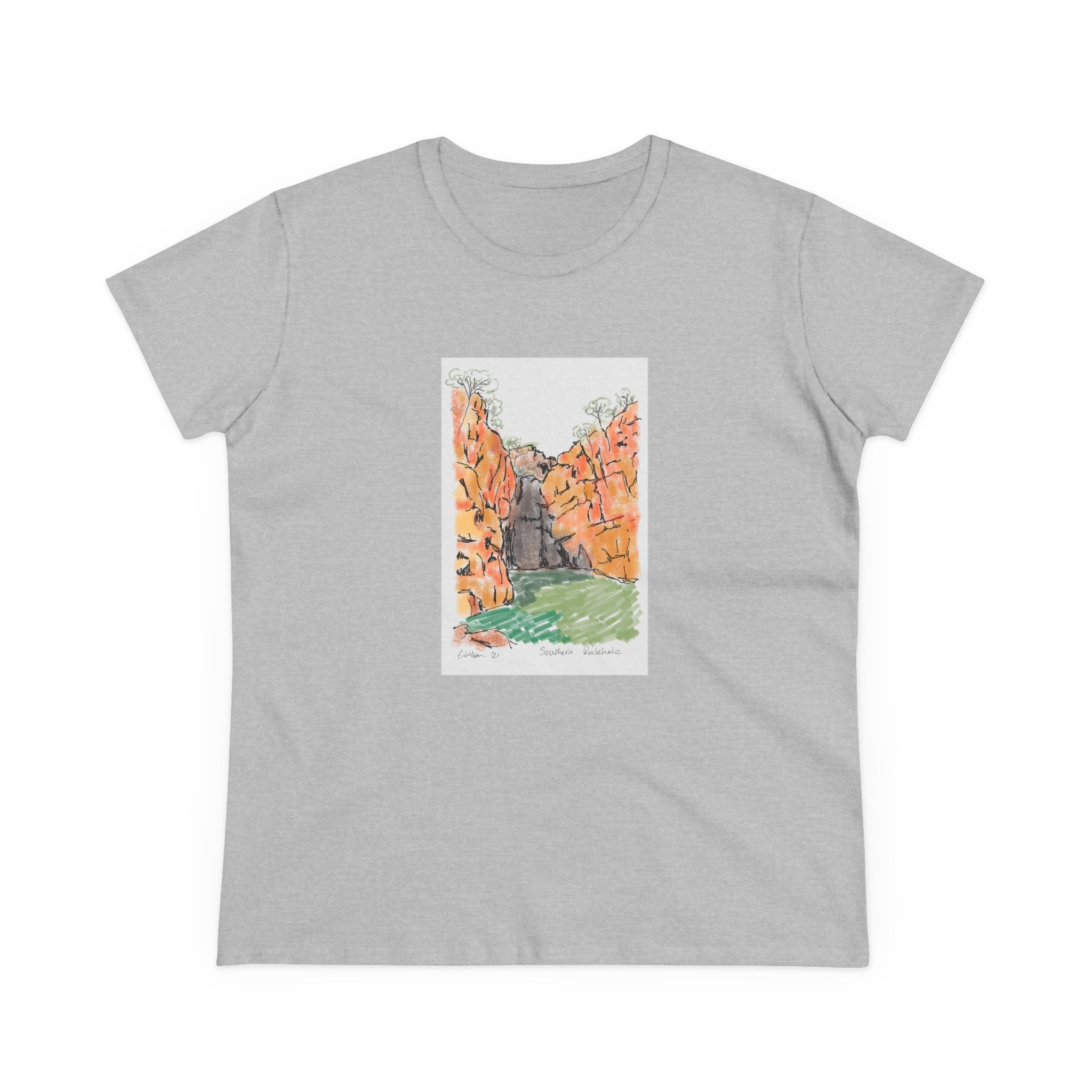 Southern Rockhole, Nitmiluk - Women's Midweight Cotton Tee Printify