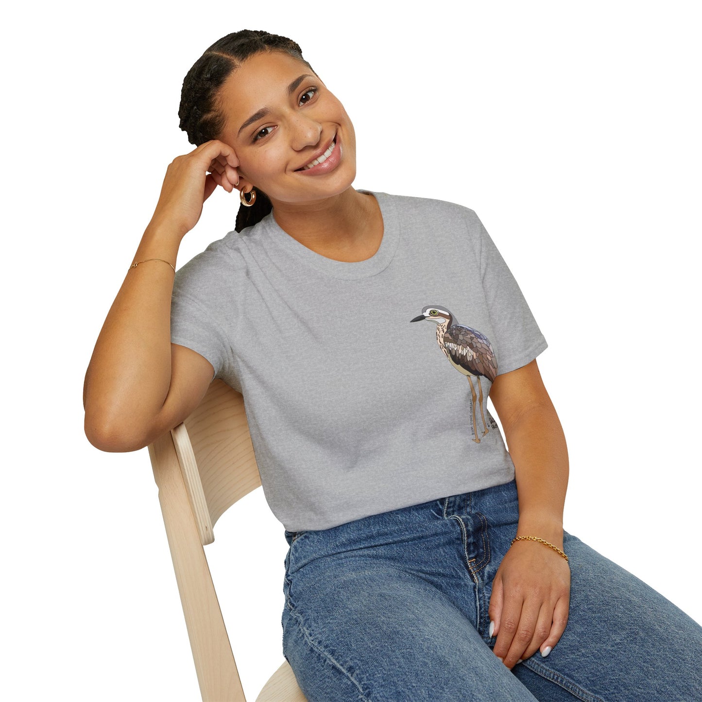 Bush Stone-curlew- Small design - Unisex Softstyle T-Shirt