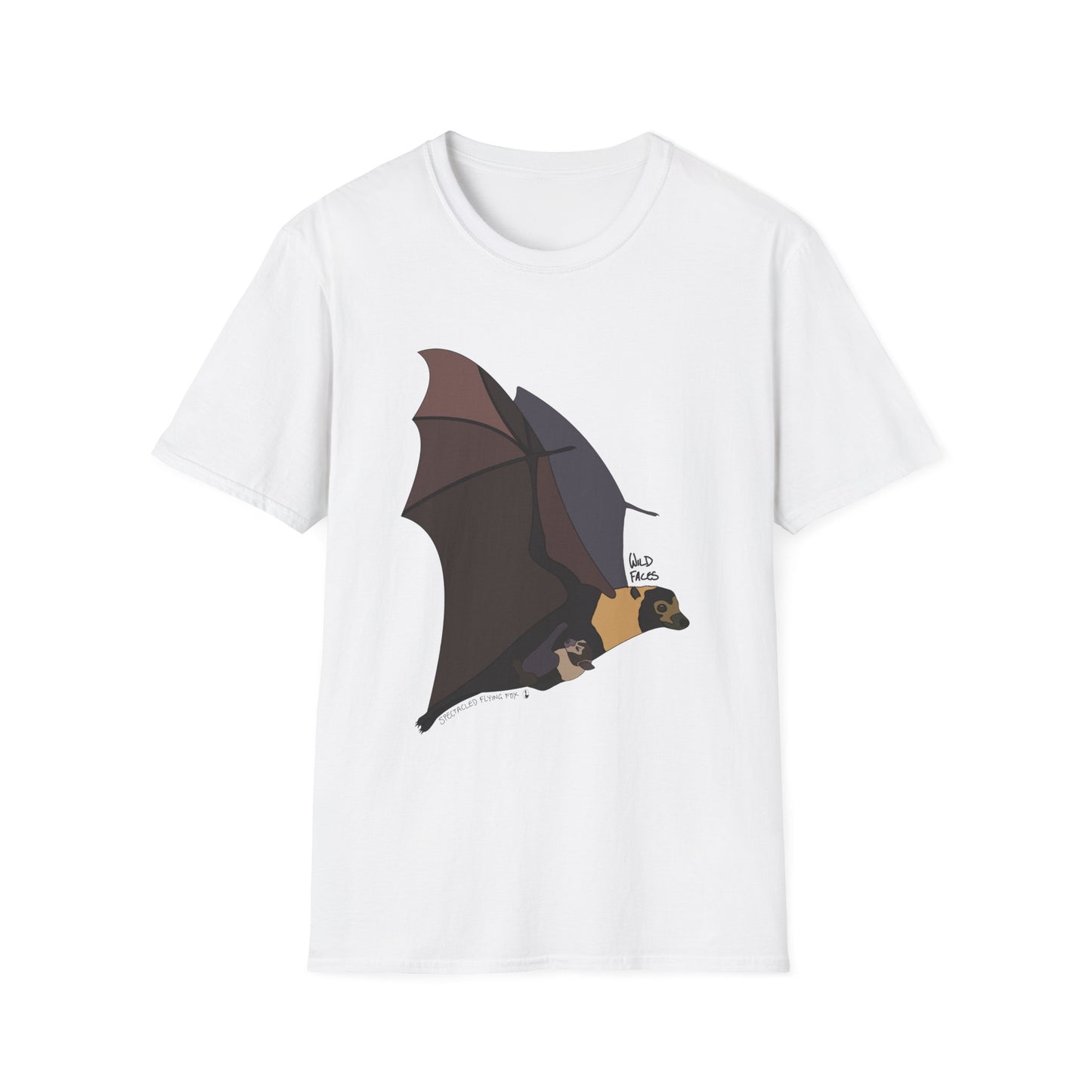 Spectacled Flying Fox (in flight) - Unisex Softstyle T-Shirt