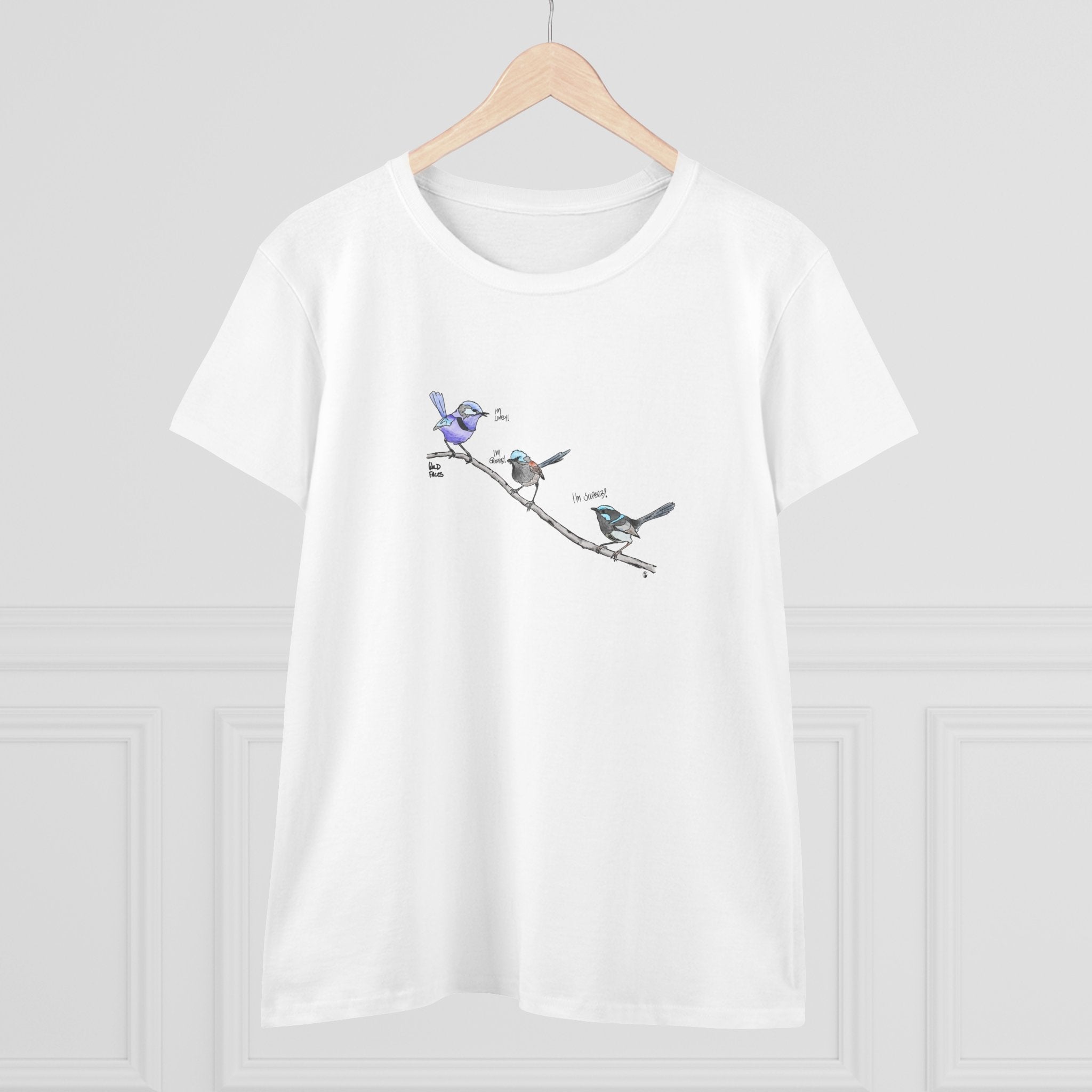 Trio of Fairywrens - Women's Midweight Cotton Tee Printify