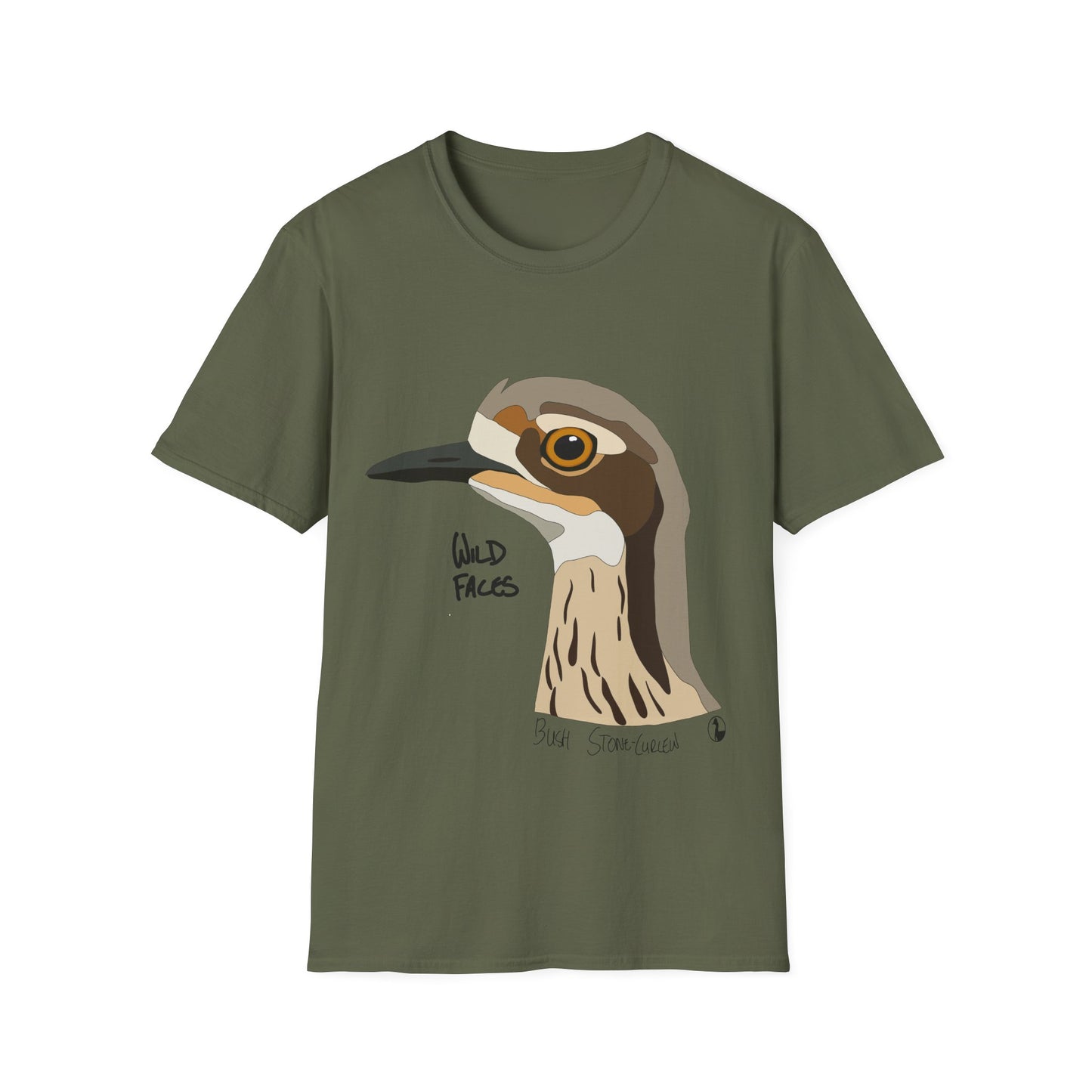 Bush Stone-curlew Head - Unisex Softstyle T-Shirt