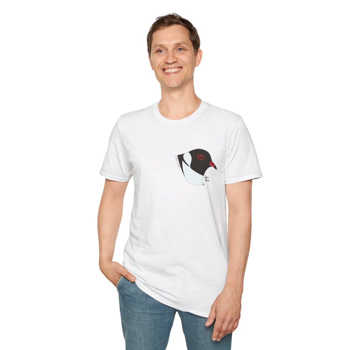 Hooded Plover Head-Small design- Unisex Softstyle T-Shirt