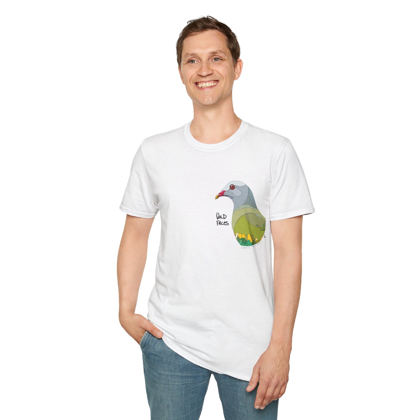 Wompoo Fruit Dove - Small design - Unisex Softstyle T-Shirt Printify