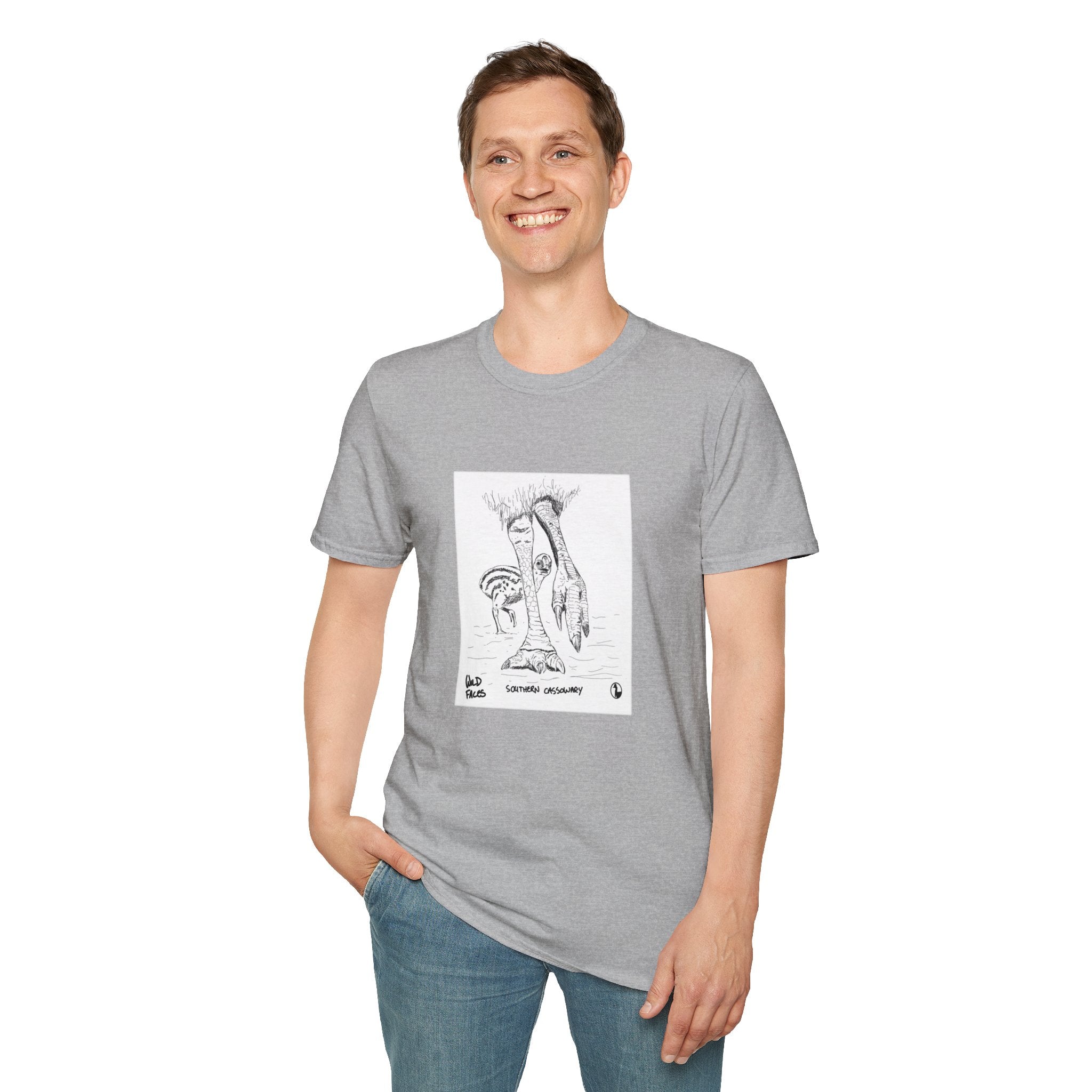 Southern Cassowary with chick - Unisex Softstyle T-Shirt Printify