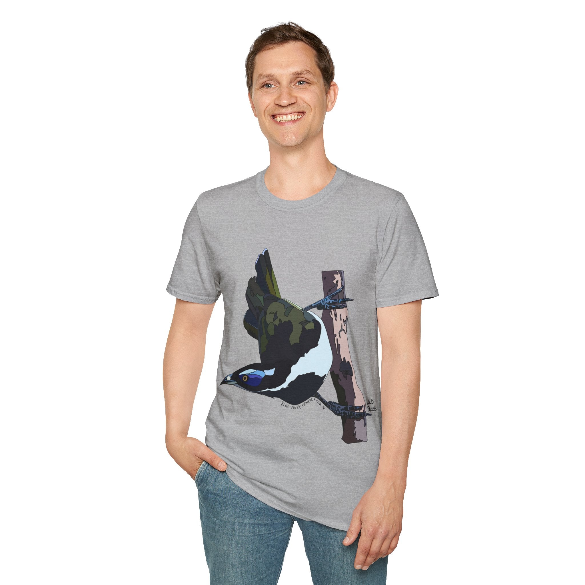 Blue-faced Honeyeater - Unisex Softstyle T-Shirt Printify
