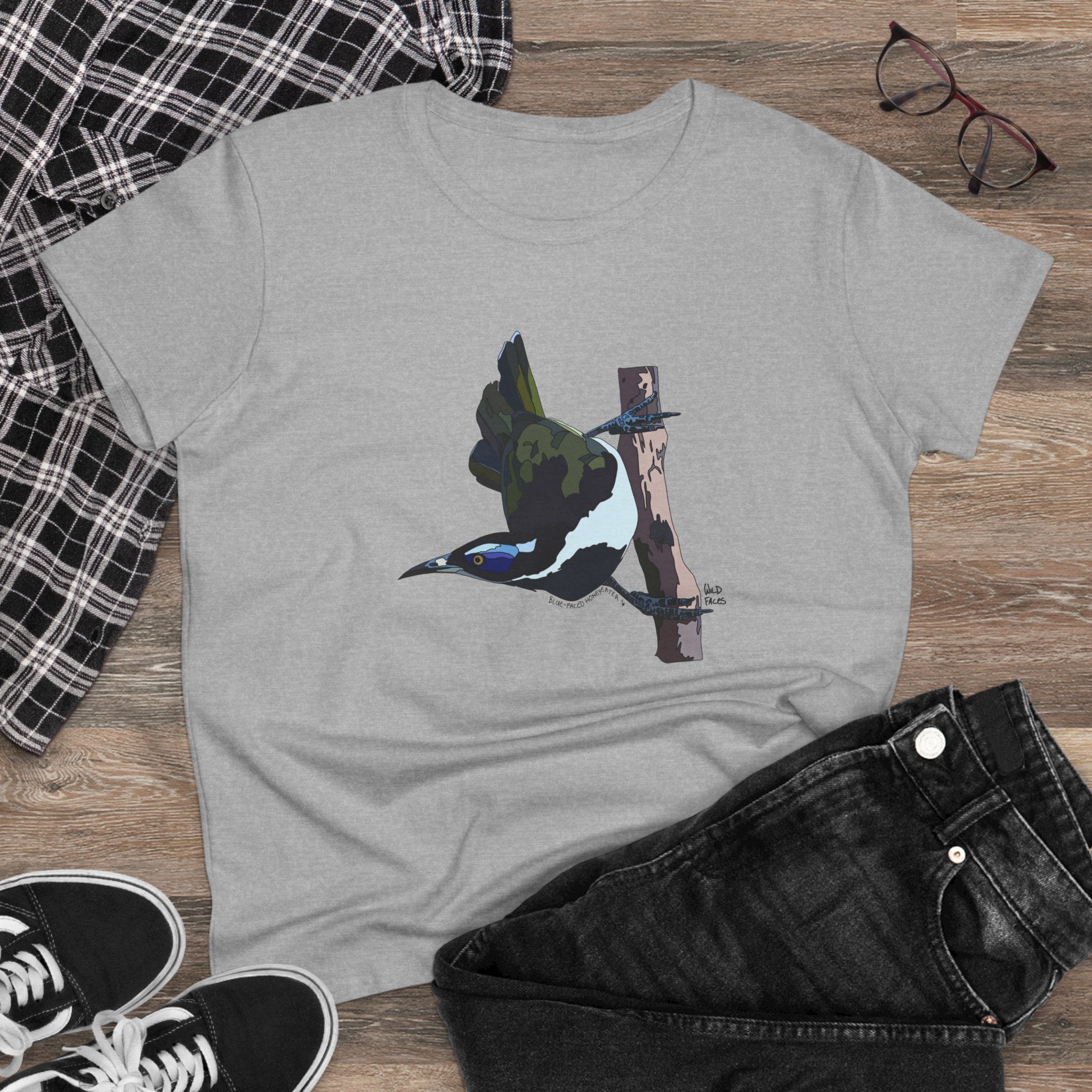 Blue-faced Honeyeater - Women's Midweight Cotton Tee Printify