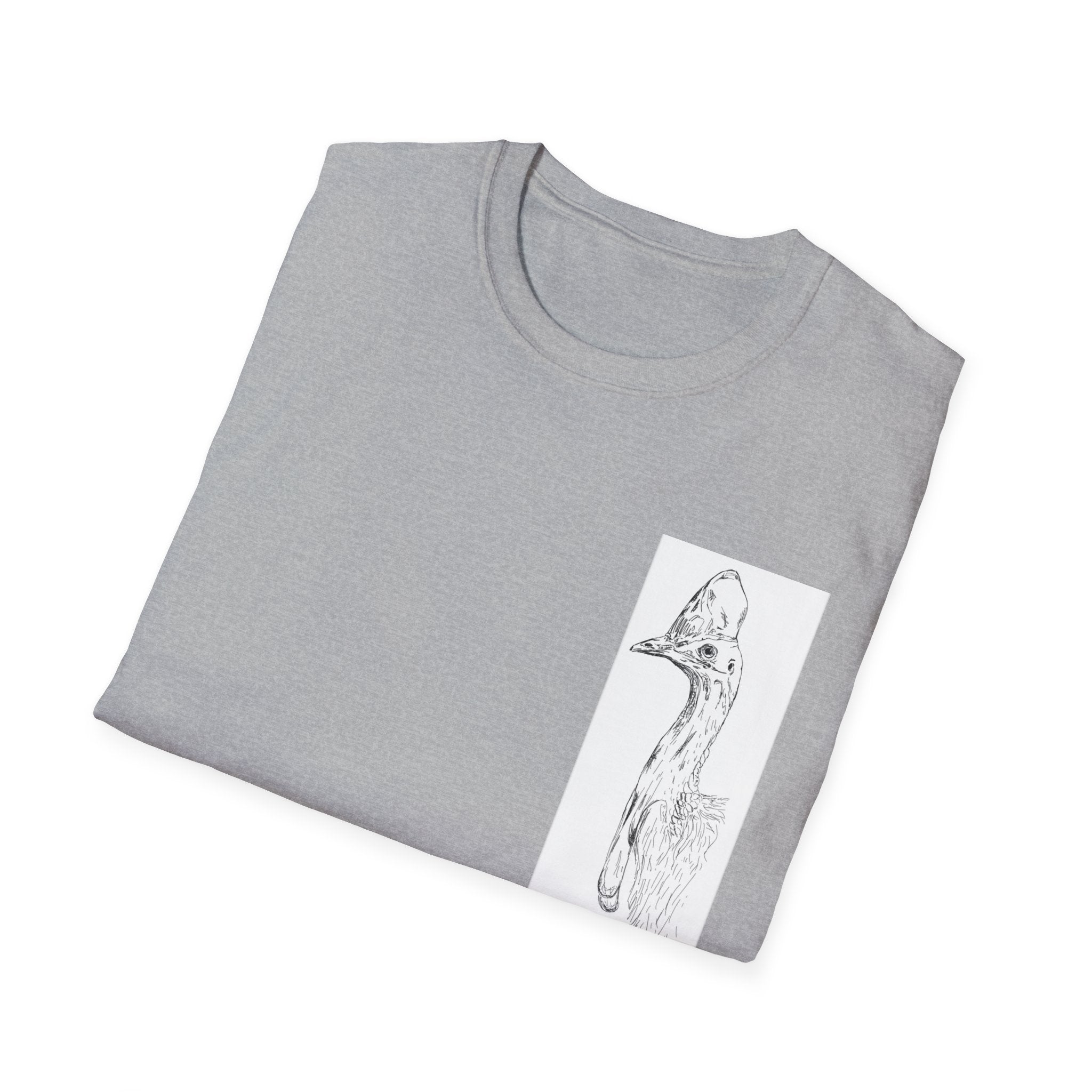 Southern Cassowary (sketch) - Unisex Softstyle T-Shirt Printify