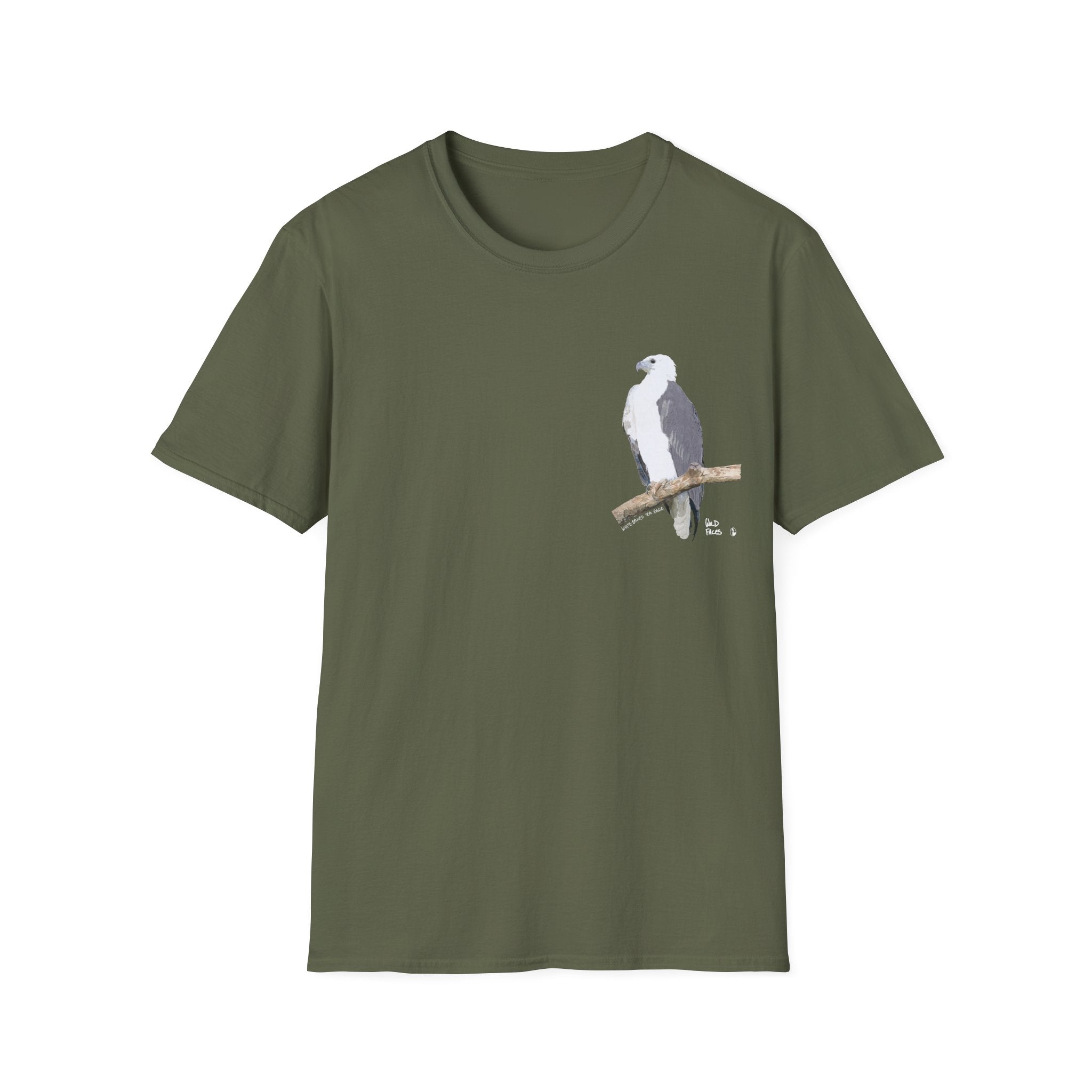 White-bellied Sea Eagle (white writing) - Small design - Unisex Softstyle T-Shirt