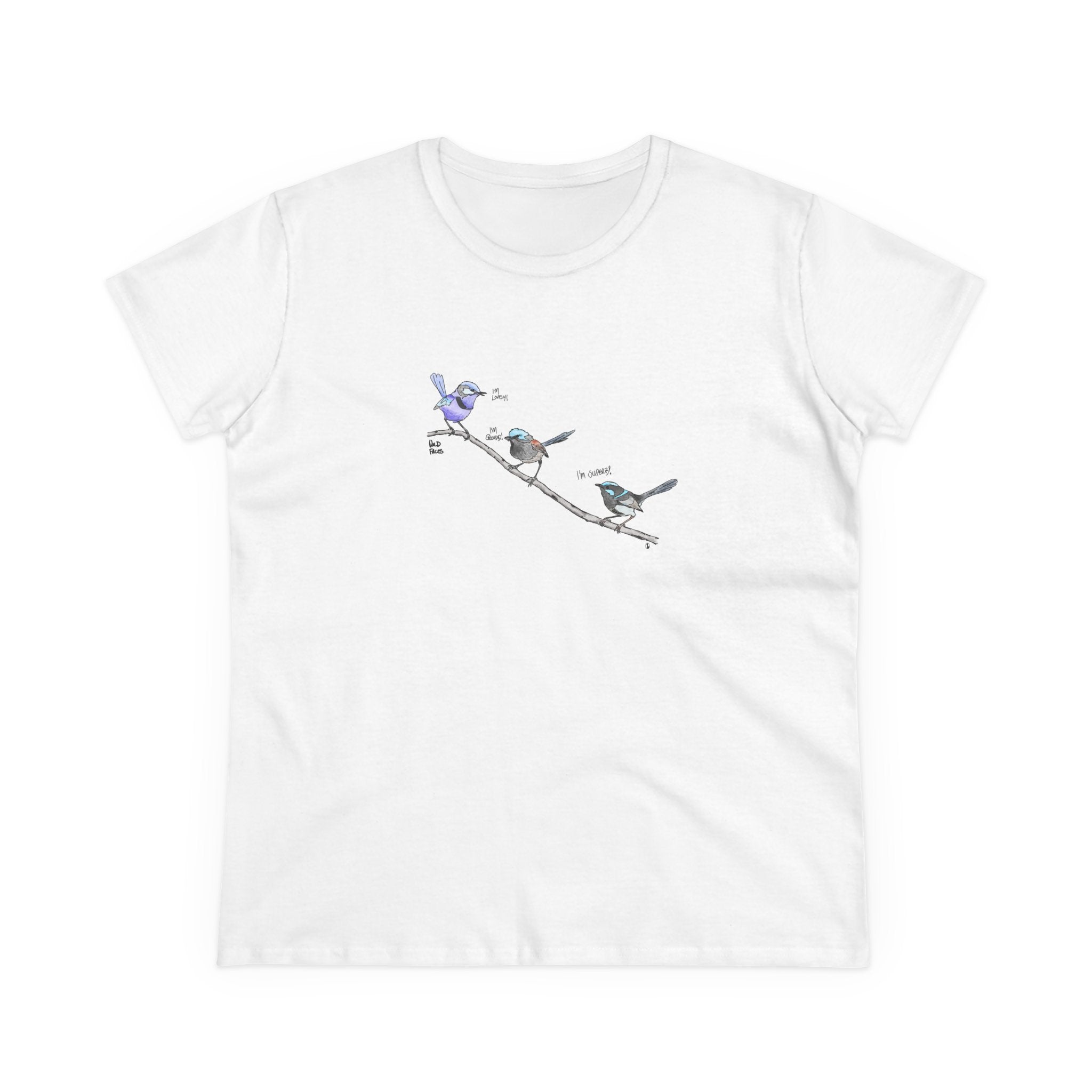 Trio of Fairywrens - Women's Midweight Cotton Tee Printify